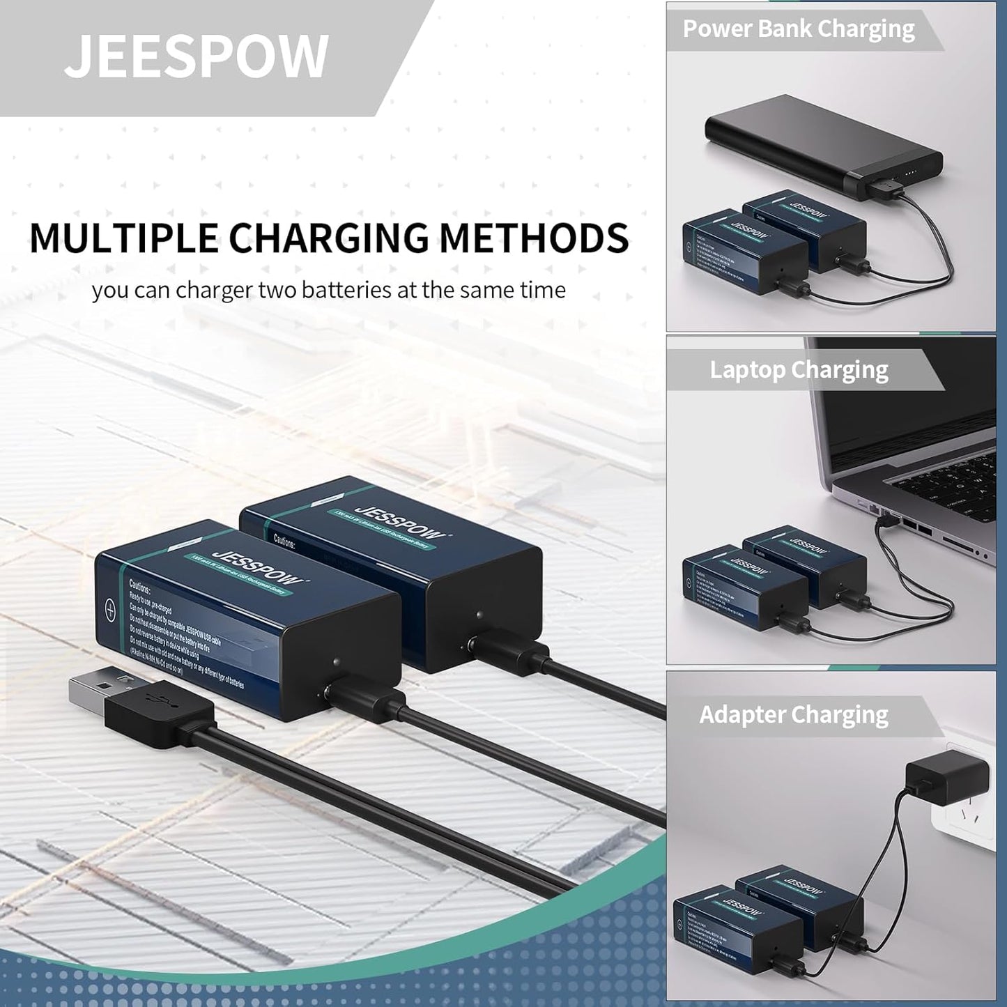 9V Rechargeable Battery - 2 Pack