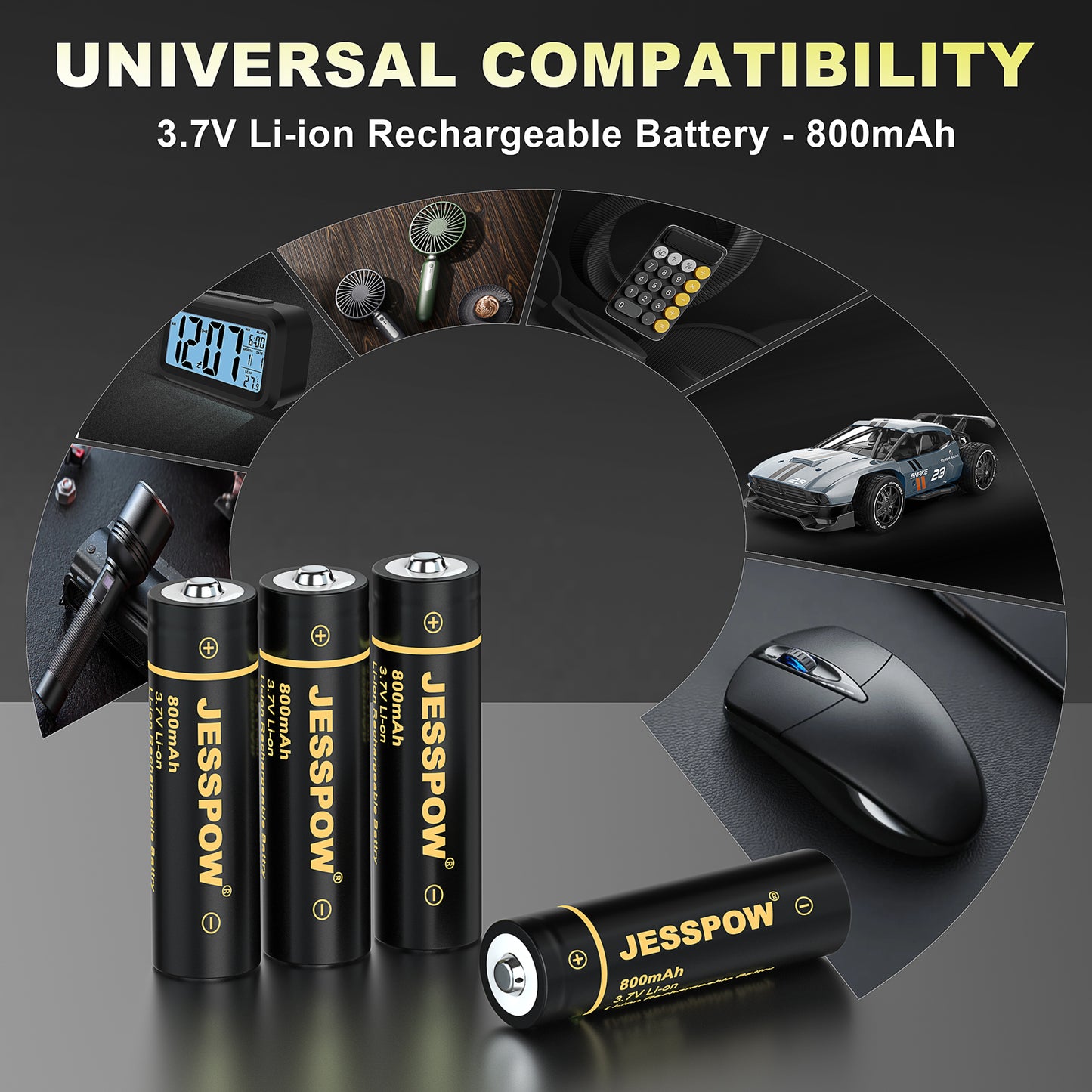 14500 Rechargeable Battery Lithium with Charger-4 Pack