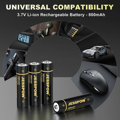 14500 Rechargeable Battery Lithium with Charger-4 Pack