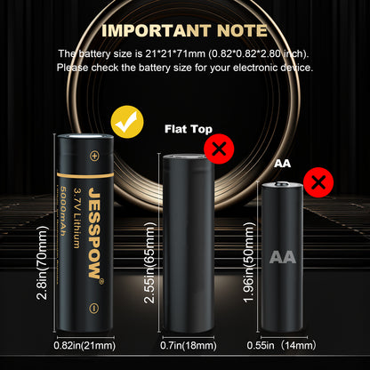 2 Pack 21700 3.7 V Rechargeable Batteries