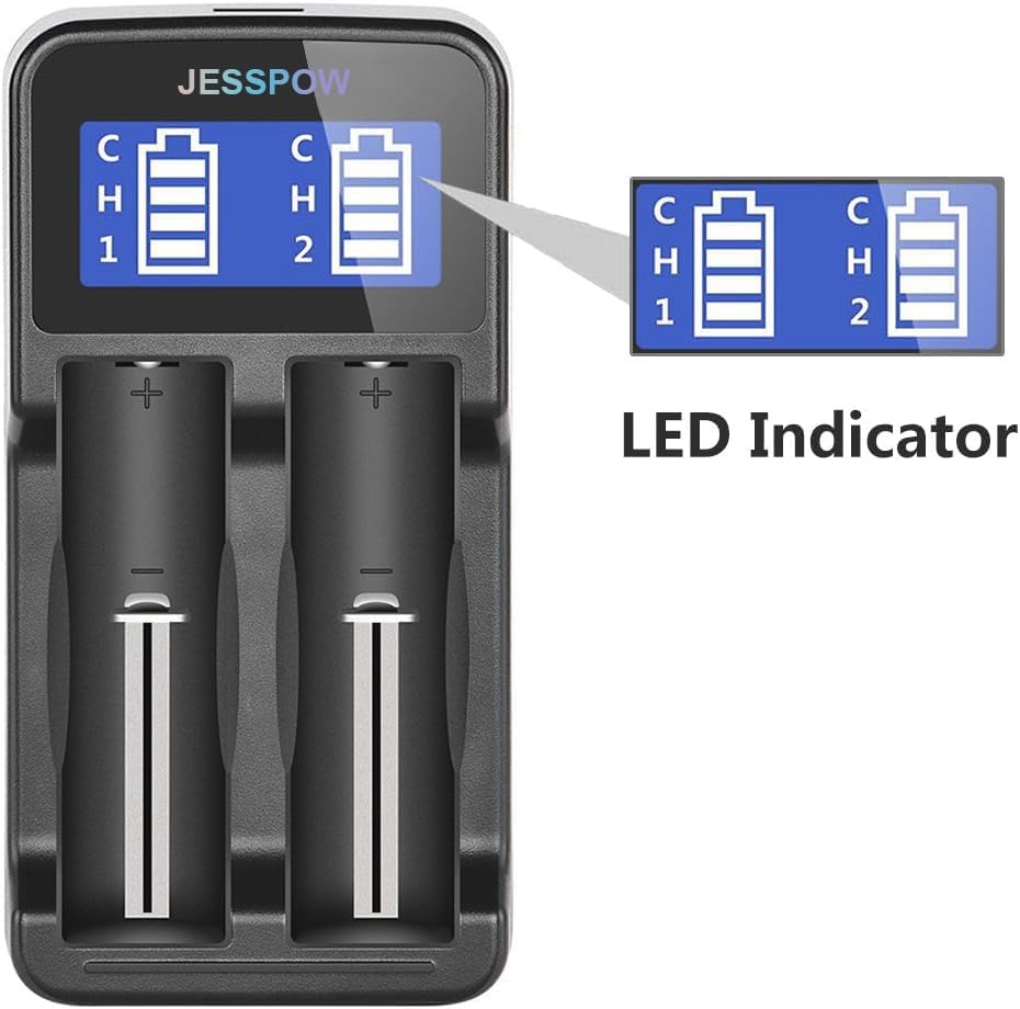 18500 4 Pack 3.7V Rechargeable Battery with Charger